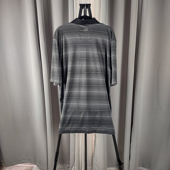 Cutter & Buck Dark Gray Light Gray White Polyester DryTec Polo Golf Shirt Sz XXL - Picture 3 of 12